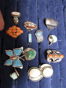 lot 115 image: Costume rings twelve with sterling...