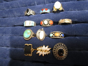 lot 116 image: Costume rings twelve with sterling...