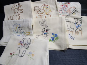 lot 176 image: Embroidered dish towels, seven...