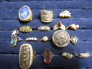 lot 179 image: Costume rings sterling, antique fi...