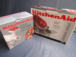 lot 203 image: Kitchen Aid food grinder attachment...