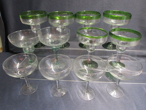 lot 217 image: Margarita stems - Sauza tequila...