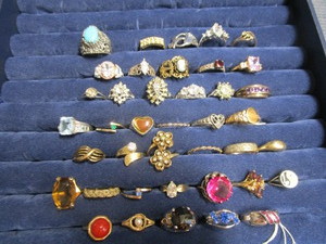 lot 220 image: Costume jewelry rings with sterlin...