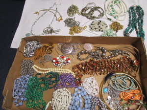 lot 222 image: Costume jewelry necklaces with mal...