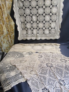 lot 237 image: Crocheted dresser scarves & runners...