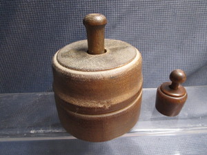 lot 256 image: Wooden butter mold - flower design,...