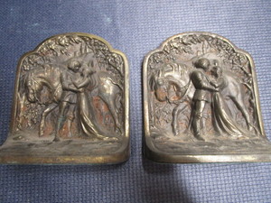 lot 263 image: Cast bookends depicting Maiden & kn...
