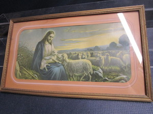 lot 295 image: Good Shepherd print, vintage framed...