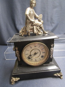 lot 302 image: Waterbury clock, metal 11 x 6 x 1...