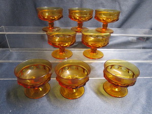 lot 317 image: Amber glass sherbets, 3-18H, 8 to...