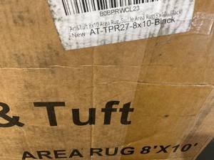 lot 487 image: Art&Tuft 8 x 10 ftSuper Soft Ultra-Thin Black & White Moroccan Geometrc Washable Area Rug