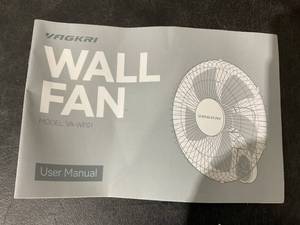 lot 490 image: VAGKRI 16 Inch White and Mint Wall Mount Fan with 5 Speeds