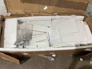 lot 109 image: BJYXO 63 Inch White Vanity Desk Set with 3-Color Adjustable Touch Light and 6-Drawers