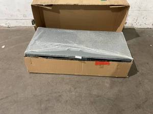 lot 127 image: AWQM Grey Fauk Leather Upholstered Mid-Century Loveseat Sofa