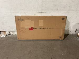 lot 130 image: Best Choice Products 44 Inch Black Metal and Brown Wood Grain Finish Industrial Coffee Table