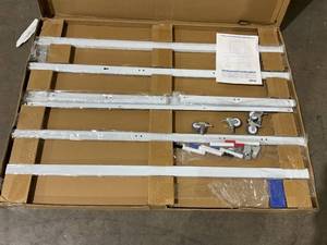 lot 132 image: Oline 48 x 36 Inch Magnetic Double Sided Mobile Height Adjustable Whiteboard