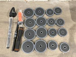 lot 151 image: Lusper Adjustable 3-Function Workout Set - Barbell, Dumbell, Kettlebell