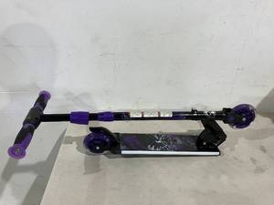 lot 158 image: Huffy Black Panther Black and Purple Electro Light In Line Kick Scooter for kids