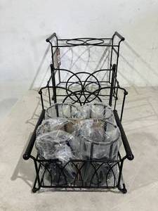 lot 168 image: Sorbus 7-Piece Stackable 3-Tier Black Metal Buffet Caddy