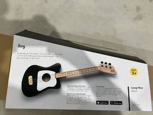 lot 178 image: Loog Black and White Mini Acoustic kids Guitar for Beginners