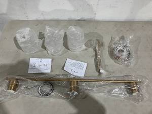 lot 211 image: HuisMier Brushed Brass 3-Light Kitchen Lighting Fixture