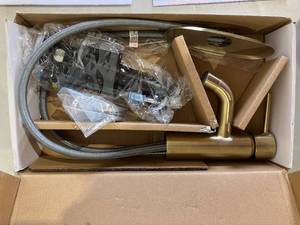 lot 254 image: Glacier Bay Matte Gold Modern Single Hole Single-Handle Low-Arc Bathroom Faucet