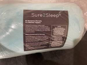 lot 538 image: Sure2Sleep Twin XL 2 Thick Gel Swirl Memory Foam Mattress Topper - Blue