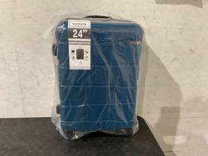 lot 653 image: Coolife 24 inch Caribbean Blue Rolling Expandable Suitcase