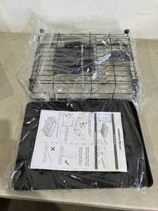 lot 299 image: Large Dish Drying Rack with Drainboard, Utensil Holder and Movable Drain Spout - Black