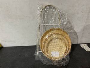 lot 360 image: Changy Store 3-Tier Handwoven Bamboo Basket Rack