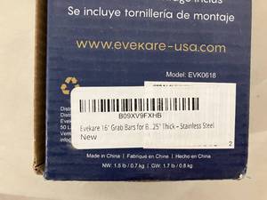 lot 306 image: evekare 16 Inch Stainless Steel Premium Extra Strength Grab Bar