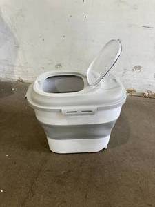 lot 339 image: TIOVERY Collapsible Dog Food Storage Container - WhiteGrey