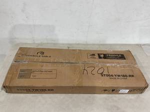 lot 68 image: Rolanstar 70 Inch Rustic Brown and Black Console Table with Power Outlet