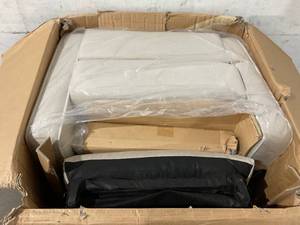 lot 17 image: Baby Relax Robyn 3-in-1 Beige Linen Glider Rocker Recliner Chair
