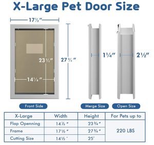 lot 297 image: PETOUCH XL Aluminum Pet Door with Magnetic Flap and Lockable Sliding Panel