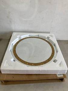 lot 558 image: 50 x 50 inch Round Mirror with Gold Accent