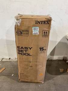 lot 153 image: INTEX 15 ft Easy Inflatable Swimming Pool Set with 1000 GPH Cartridge Filter Pump, Removable Ladder, Pool Cover and Ground Cloth