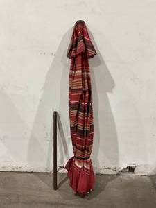lot 89 image: Abba Patio 11 ft. Aluminum Market Push Tilt and Crank Patio Umbrella in Red Stripe