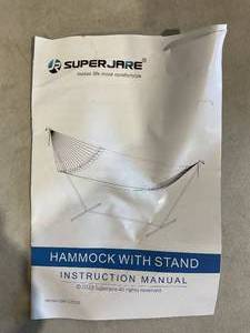lot 95 image: SUPERJARE Navy Blue Hammock with Black Curved-Bar Stand