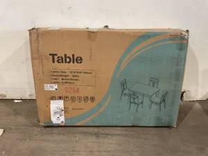 lot 98 image: VECELO 5-Piece Brown Indoor Modern Rectangular Table with 4-Chairs
