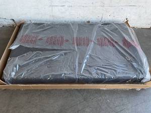 lot 35 image: ZINUS Shalini Grey Upholstered Full Size Platform Bed Frame with Headboard