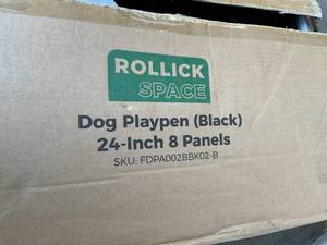 lot 39 image: FXW Rollick Black 8-Panel 24 inch Dog Playpen