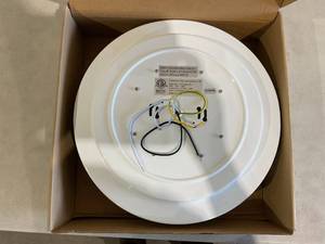 lot 40 image: VICNIE 14 inch Round White Meetal Frame LED Semi Flush Mount Light with Acrylic Shade