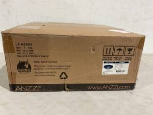 lot 78 image: ANZZI Tempo Tempered Deco Glass Vessel Bowl Sink in Coiled Blue