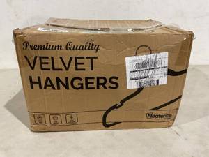 lot 595 image: Neaterize 100 Pack Black Velvet Clothes Hangers