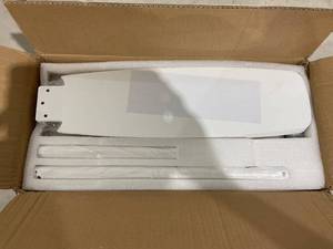 lot 618 image: UOJ 48 Ceiling Fan with Lights and Remote Control - WhiteReversible Natural Wood