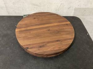 lot 659 image: MAGIGO 20 Inches Extra Large Round Black Walnut Wood Ottoman Tray with Handles