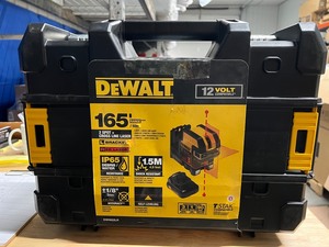 lot 1 image: Dewalt 12V MAX Lithium-Ion 100 ft. Red Self-Leveling 2-Spot Cross Line Laser Level with AA Battery Starter Pack and TSTAK Case
