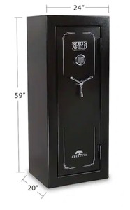 lot 3 image: New Sports Afield Preserve 24-Gun Fire and Waterproof Gun Safe with Electronic Lock, Black Textured Gloss