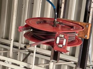 1 Red Hose Reel & 1 Red Electrical Reel